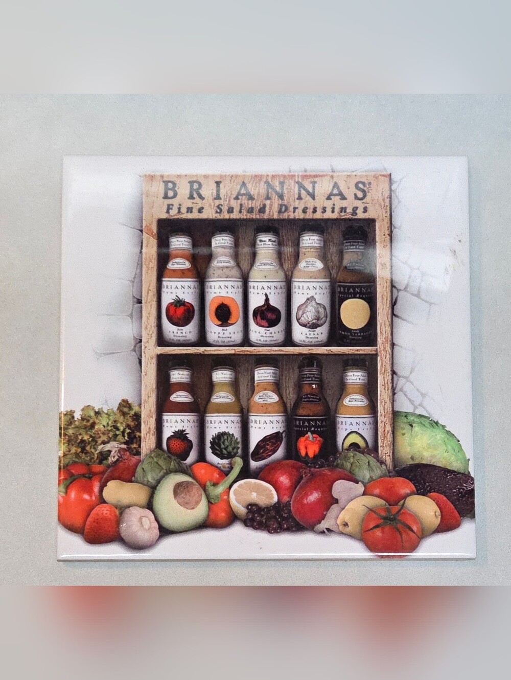 Decorative Ceramic Tile Trivet Illustration of Briannas Fine Salad Dressings 6"